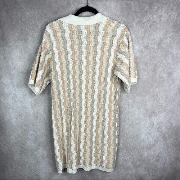 YLLW Yellow The Label Felix Scalloped Knit Shirt Dress In Neutral Size S/M - Picture 5 of 9